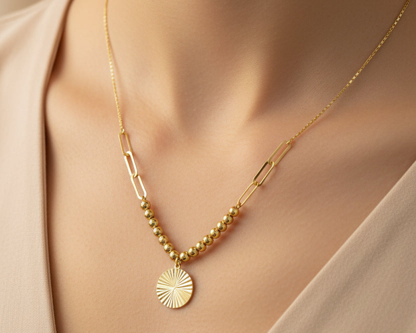 Simple Necklace | 50% off diamonds Saleh Jewelry, 18k gold Zouk branch Saleh Jewelry, bridal gold summer 2025 Lebanon