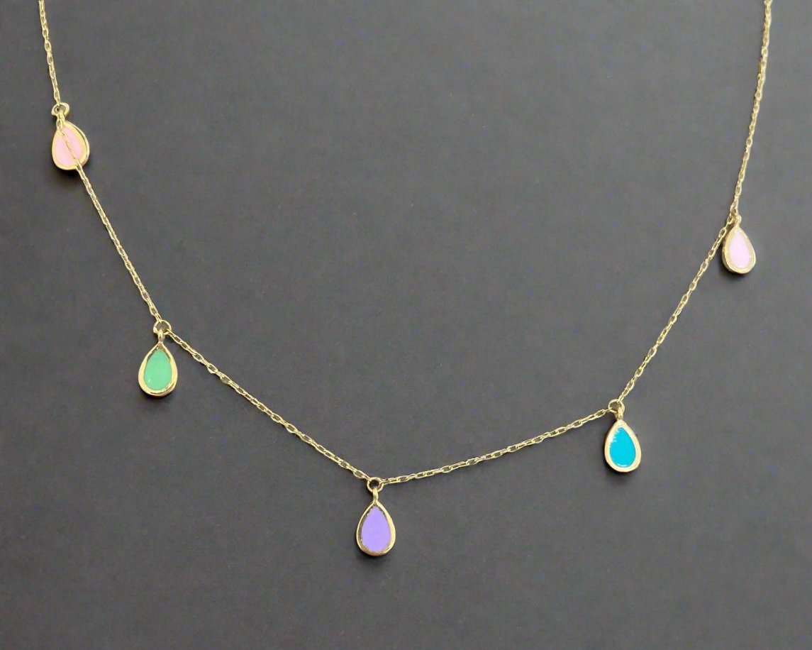 Colored Gold Necklace - Designer Gold Necklace In Lebanon- Gold Gifts For Women In Lebanon