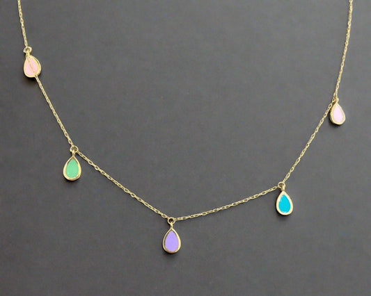 Colored Gold Necklace - Designer Gold Necklace In Lebanon- Gold Gifts For Women In Lebanon